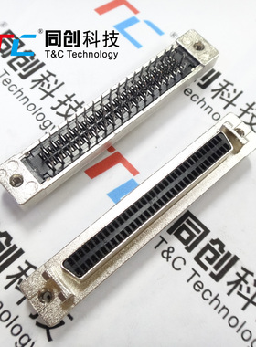 同创科技 进口 SCSI 68P MDR 母座 孔式 DB型 180度 直脚 焊板座