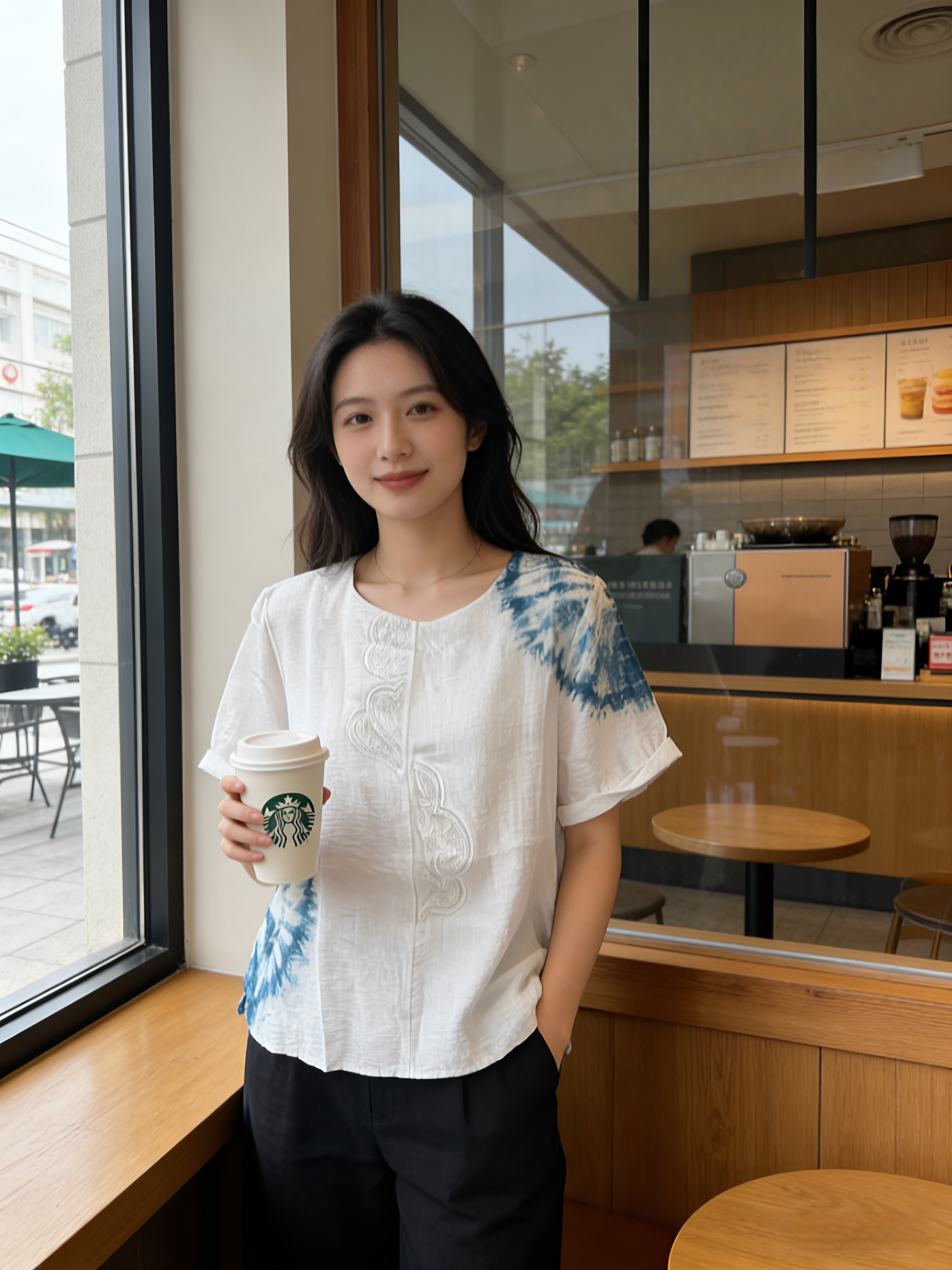 民族风扎染棉麻刺绣上衣女短袖2026夏季新款复古圆领小个子t恤女