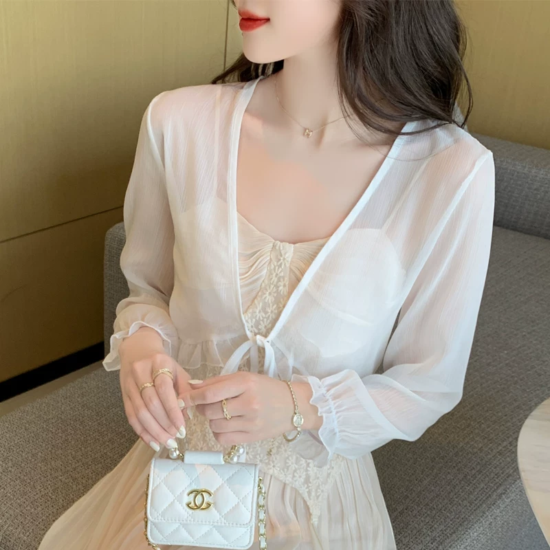 Шифоновый летний плащ, тонкое slip dress, кардиган, куртка, французский стиль