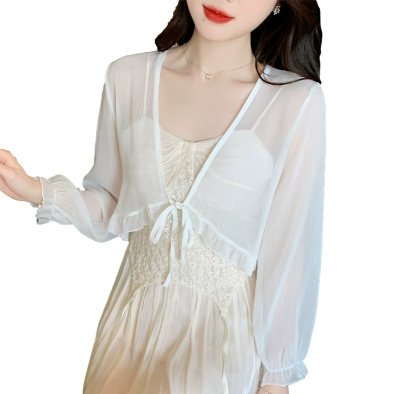 Шифоновый летний плащ, тонкое slip dress, кардиган, куртка, французский стиль