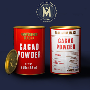 越南进口 Marou玛柔单源100%Cacao非碱化可可粉烘焙热巧克力250g