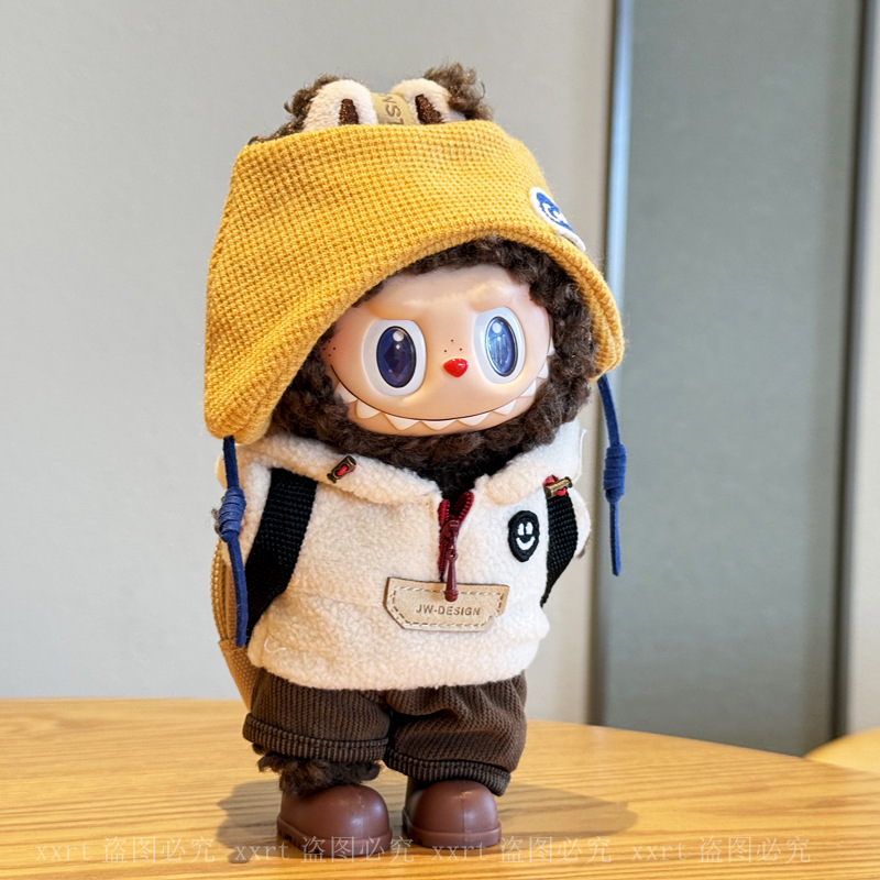 17cm一二三代拉布布娃衣labubu衣服前方高能3.0搪胶毛绒公仔秋冬