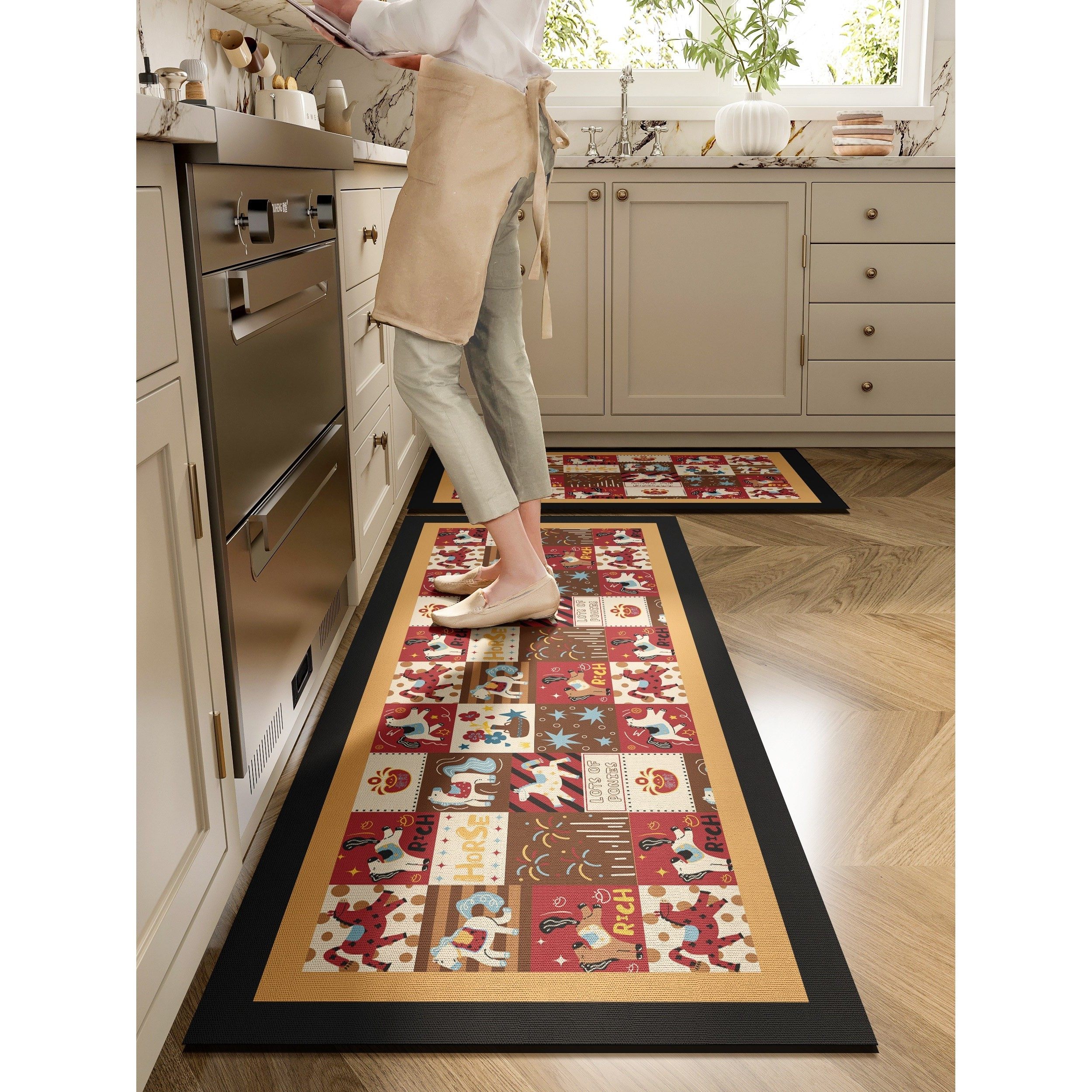 马年厨房地垫新年家用装饰吸水防滑脚垫子家用硅藻泥红色喜庆地毯,居家布艺,厨房地垫,淘宝优惠券,粉丝福利购,淘宝优惠卷