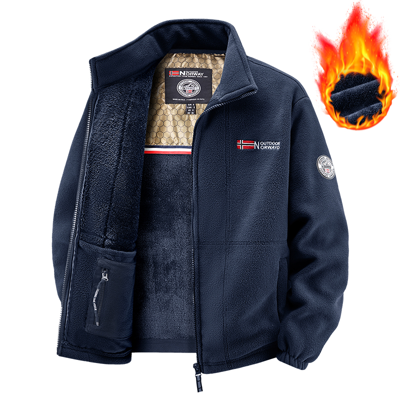 欧码双面摇粒绒外套男秋冬季加厚