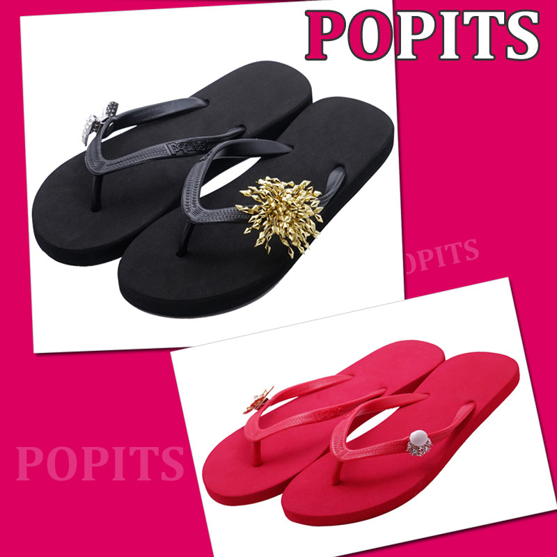 儿童红色平底人字拖亲子