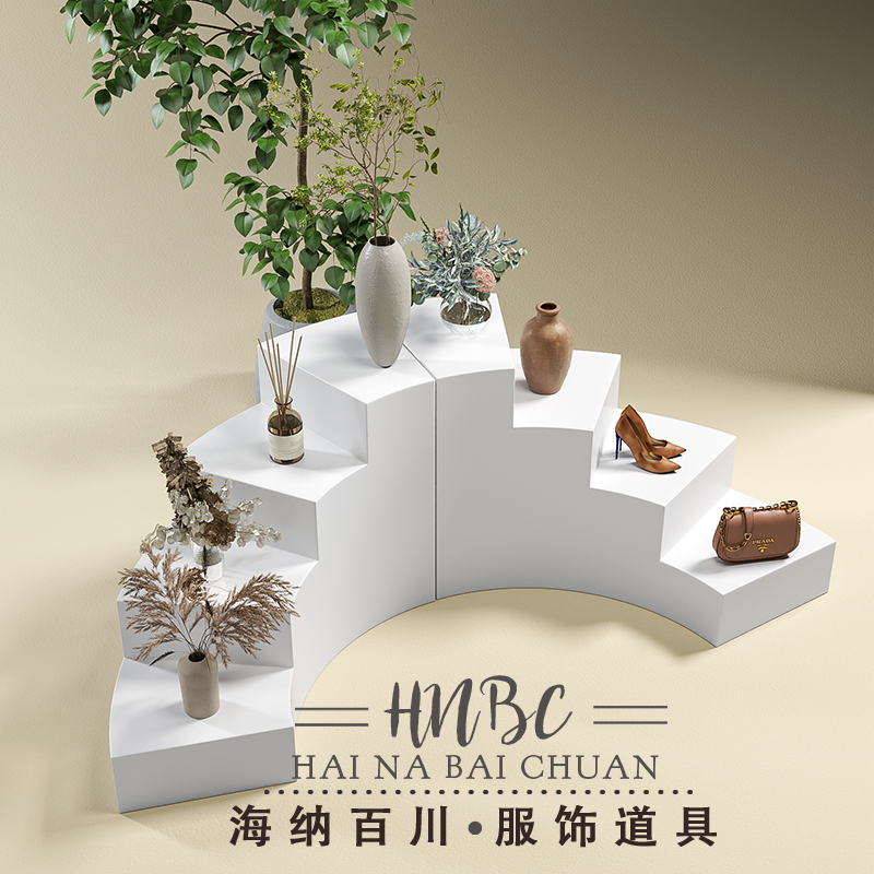 弯曲楼梯中岛台曲线展示台桌