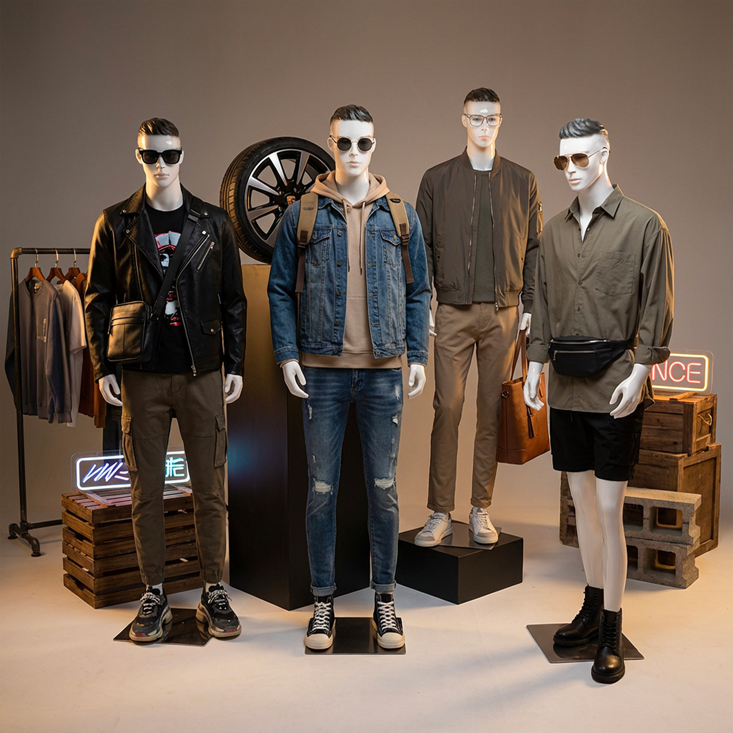 个性假人模型男全身服装店橱窗人偶模特道具陈列男装店模特展示架