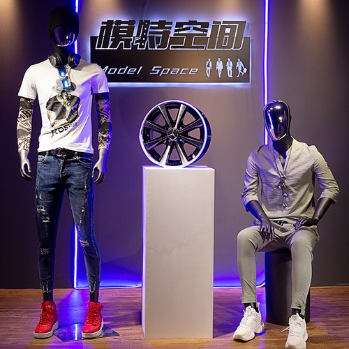 2019电镀脸服装店个性陈列展示假人体西装模型全身男装店模特道具