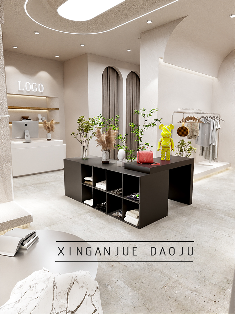 服装店中岛桌展示台工业风店铺装饰陈列道具陈列定制黑色烤漆桌子