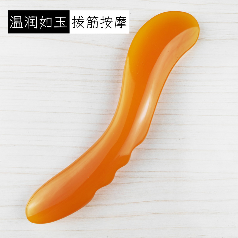 蜜蜡点穴棒男女面部美容S型拨筋棒刀型波浪加长刮痧板背开穴肩颈