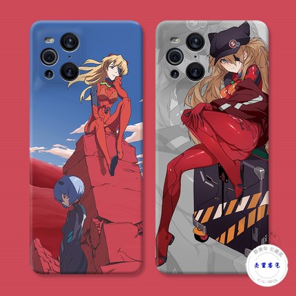 适用于EVA明日香oppo findx3手机壳x5 x2pro绫波丽k10k7k5k3可爱女防摔套