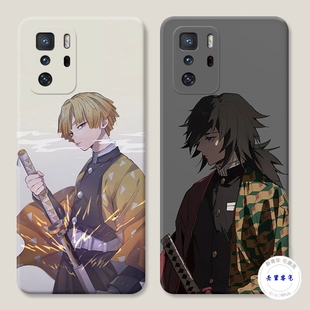 适用于我妻善逸9小米红米note12手机壳11+10pro福冈义勇8鬼灭之刃7T防摔套