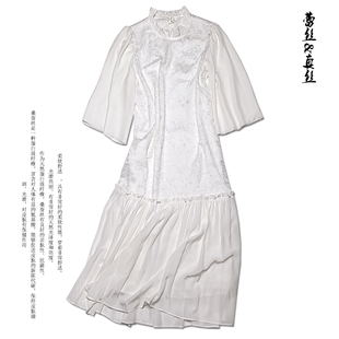 春装连衣裙女2025年新款轻奢高级感连衣蕾丝中袖宽松中长款连衣裙