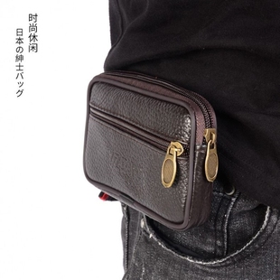 男士单层真皮腰包老人专用新款牛皮穿皮带装手机钥匙轻便耐磨小包