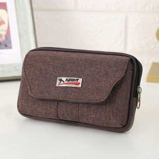 手机腰包挂袋手机包布袋子三层隔脏袋零钱钥匙合并包男款耐用通用