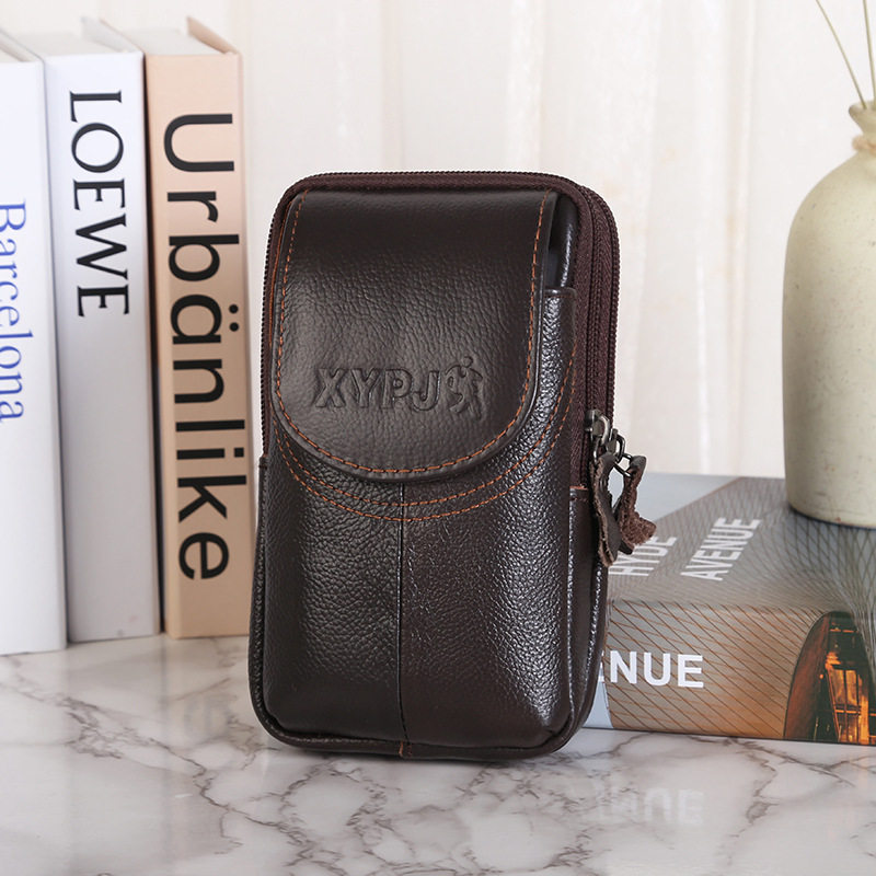 2026新款真皮手机钥匙腰包男款小型轻便老年人穿皮带双层多功能