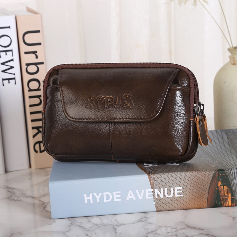 防水手机包腰包男款工地干活真皮腰间新款穿皮带男士多功能老年人