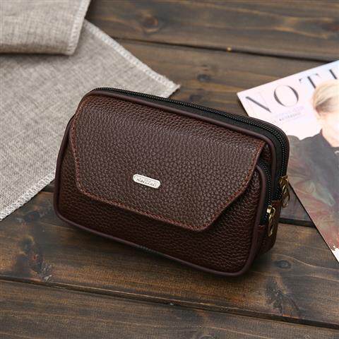 户外中老年人防水干活工地穿皮带手机腰包男士多功能男款单层真皮