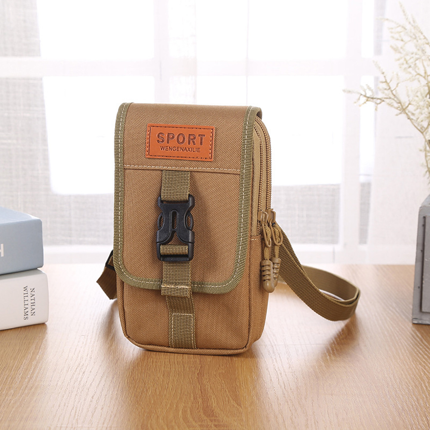 户外机能男帆布防泼水手机腰包
