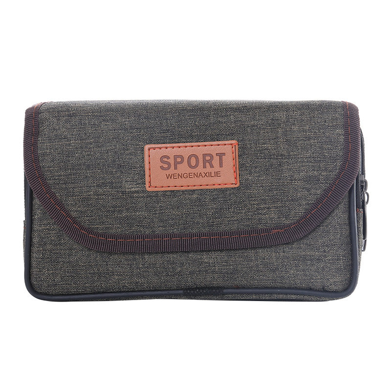 韩版男款手机腰包中老年人穿腰带穿皮带帆布小型轻薄多隔层收纳兜