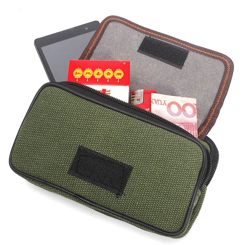 新款双男士腰包帆布耐磨工地专用拉链零钱横款穿皮带结实耐用手机