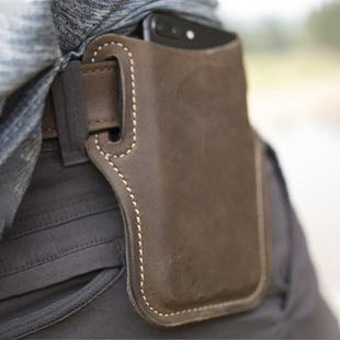 新款腰带手机包腰包男士工地真皮随身防水防尘结实耐磨穿皮带便携