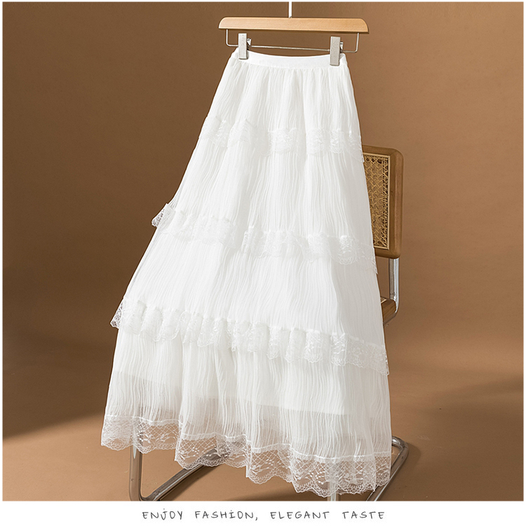 2025秋季气质蕾丝网纱真丝蛋糕裙