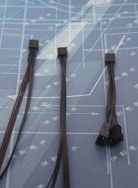 风扇4PinPWM一分二转接线 兼容小3P  全黑并线版