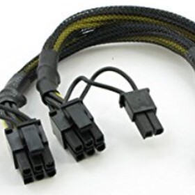 6Pin转2x8pin(6+2)带套网 20CM  6Pin母转2x8pin(6+2)公 18A铜线