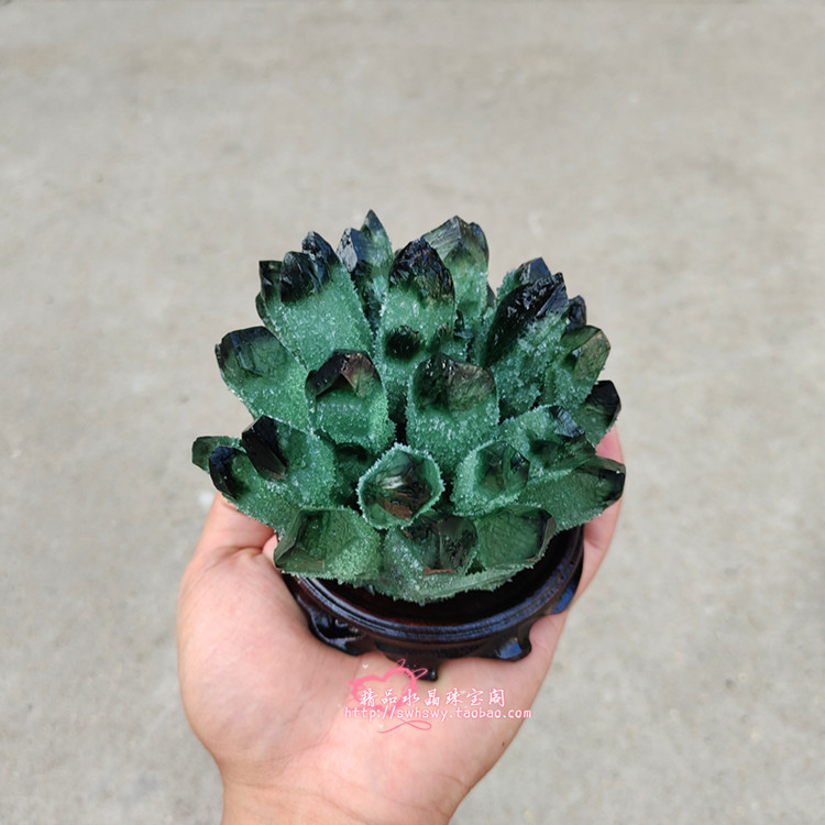 天然绿色水晶簇原石办公风水摆件