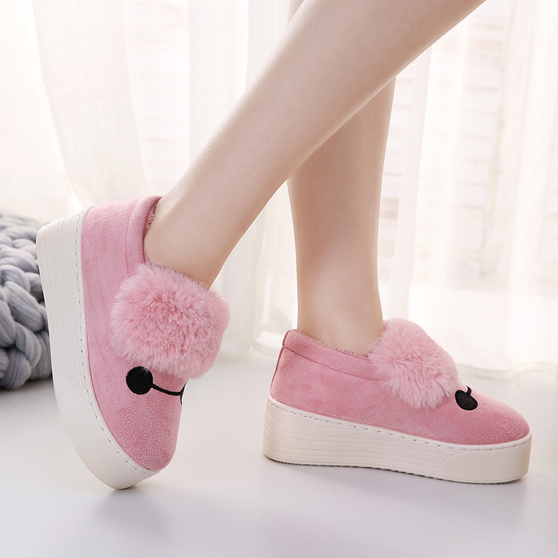 冬季棉拖鞋女厚底高跟包跟室内居