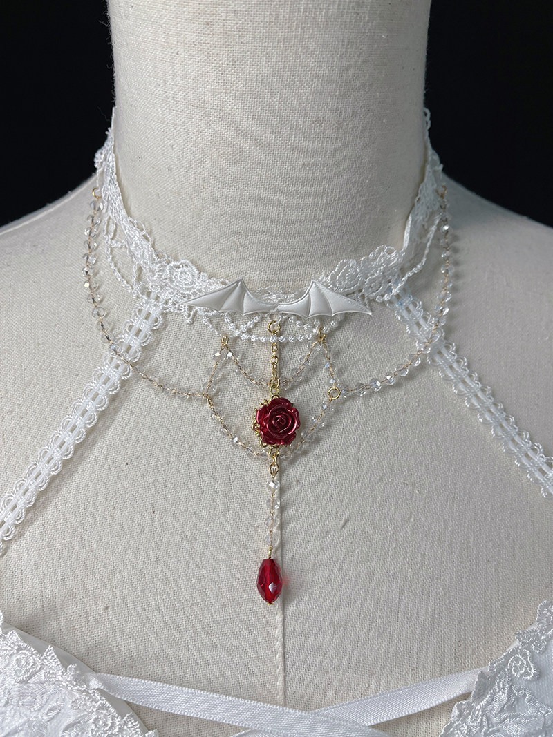 alice girl原创新款 lolita泣血玫瑰  颈饰项链