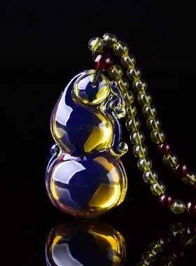 金珀利直播琥珀缅甸金蓝珀葫芦福禄男女款吊坠挂坠项坠