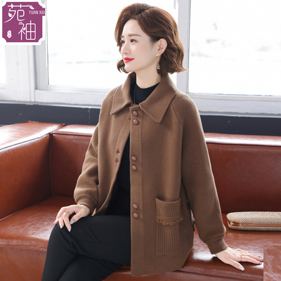 妈妈款秋装外套洋气50多岁中老年女休闲毛呢开衫婆婆春秋呢子上衣