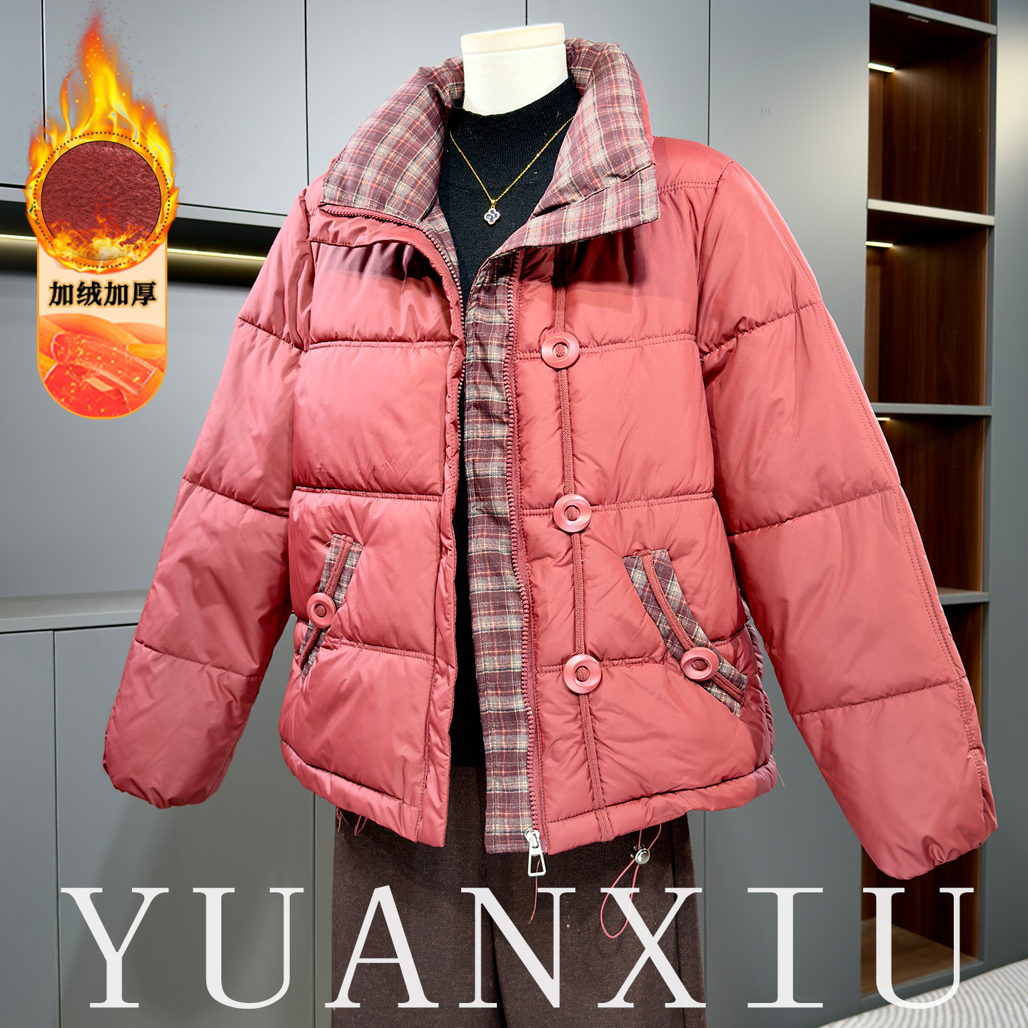 中年妈妈冬装外套2025新款洋气保暖棉衣中年女装时尚短款减龄棉袄