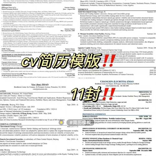 推荐信模板 留学DIY cv模版11封 简历模板a
