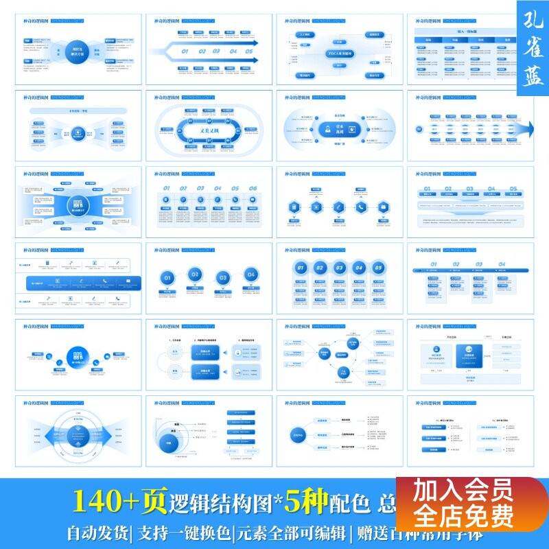 700页PPT高级结构图架构图PPT模板层级关系图版式库