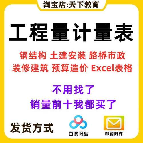 造价工程量excel自动计算表格市政土建筑安装电气给排水钢筋模板