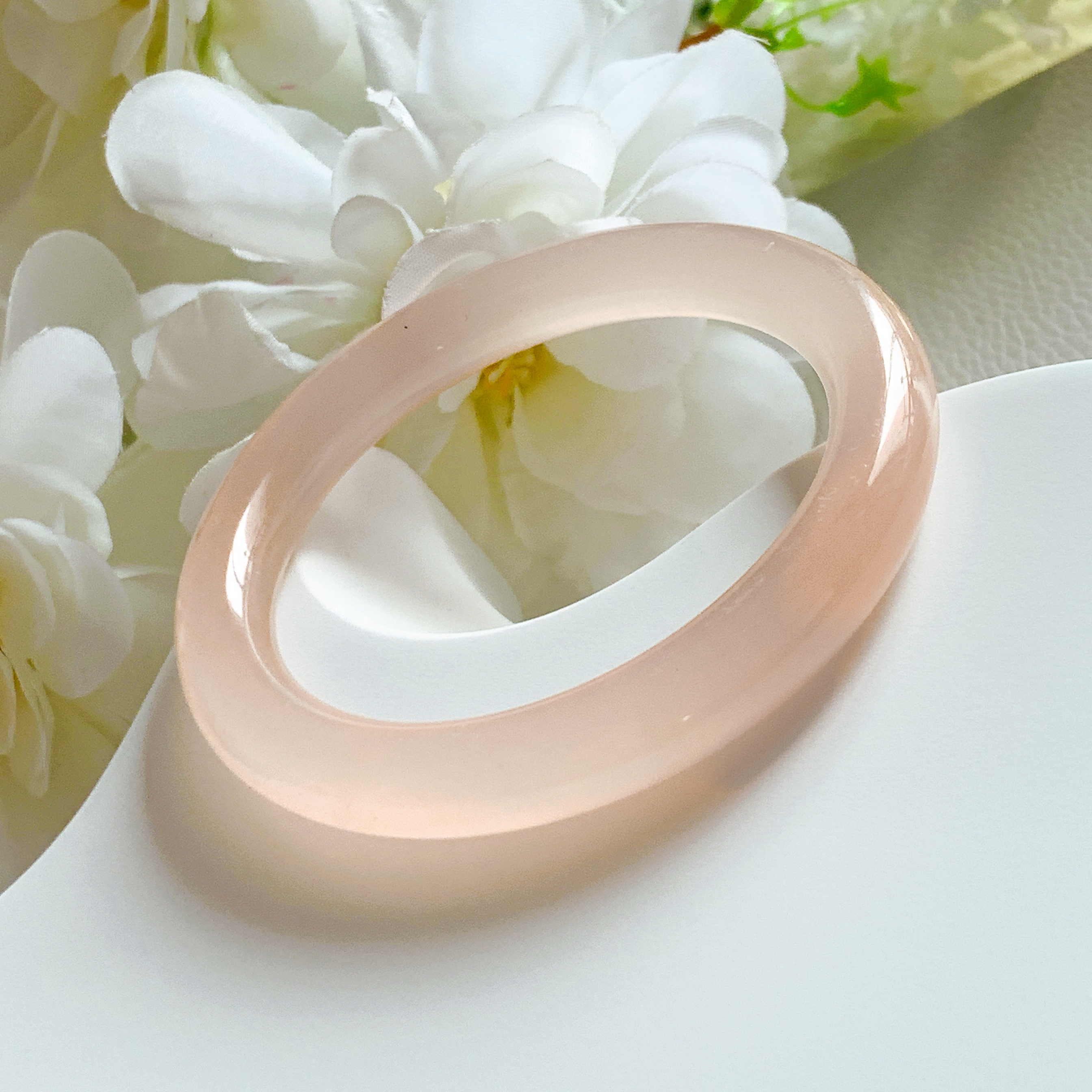 藕粉阿富汗玉手镯显白西柚镯子