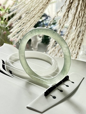 天然东陵玉手镯冰果冻54mm湖水绿玉镯轻奢少女媳妇闺蜜送证书720