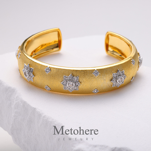 手镯 Scolpito系列 S925纯银宽版 闪耀拉丝缎光 女 意大利复古雕金