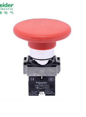 原装正品 施耐德 红色蘑菇头按钮开关 XB2-BR42C 自复位1常闭NC