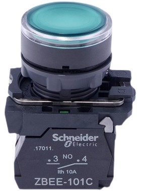 正品施耐德带灯平头按钮开关 ZBEE-101C ZBV-B3EC 绿色自复位 24V