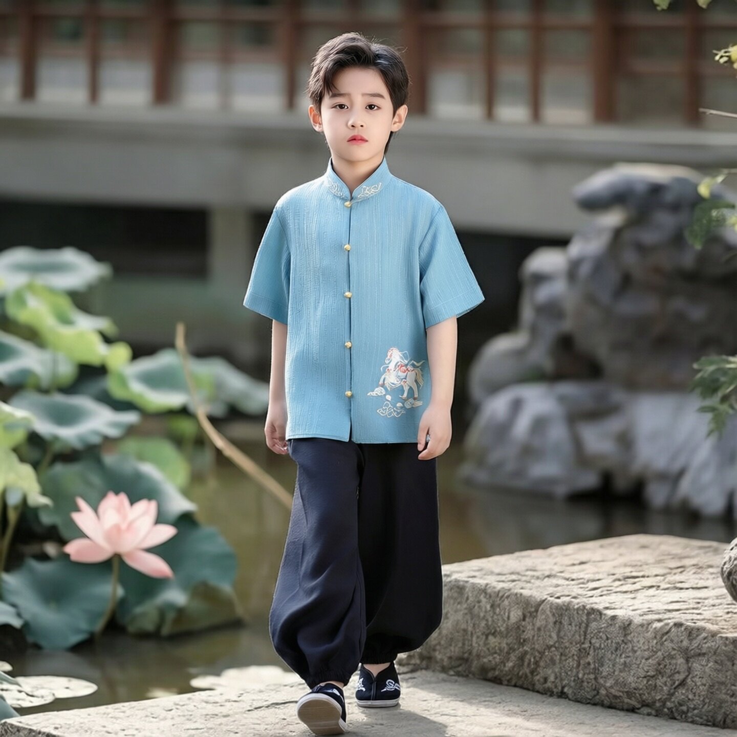 男童中山装民国风新中式演出服图片