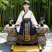 秦始皇服装 中国风衣服秦汉制演出服春秋 皇帝龙袍儿童汉服男童古装