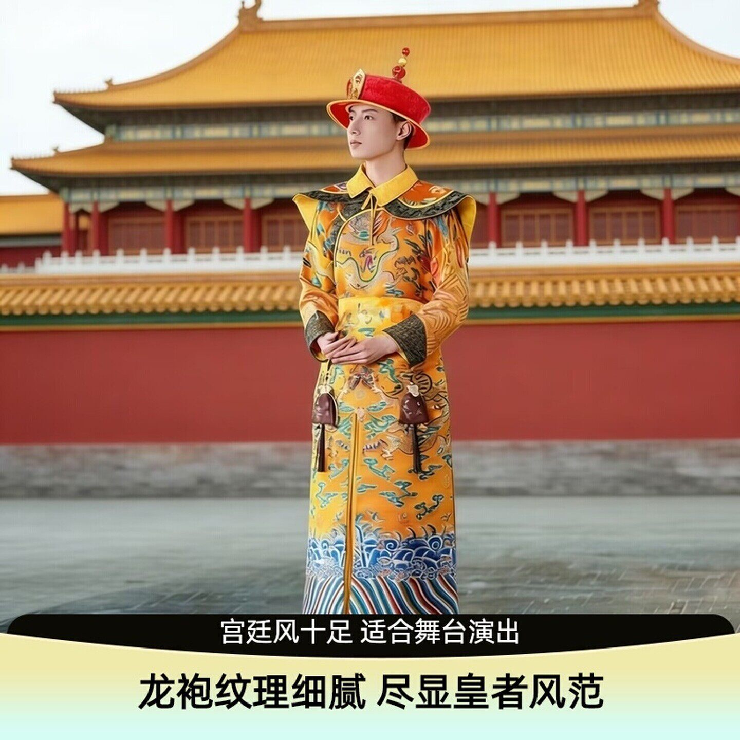 成人古装清朝服装男装皇帝龙袍男皇上衣服乾隆康熙蟒袍演出表演服