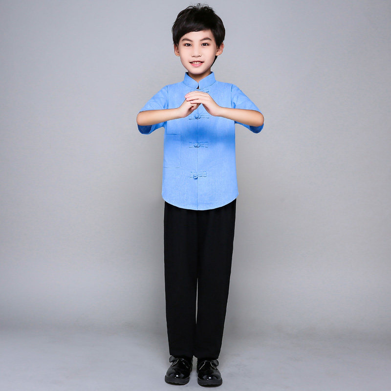 男童中山装民国风服装学生装男儿童五四青年装班服朗诵合唱演出服