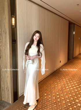 来来LLAI 白月光女神裙连衣裙 披肩斗篷款式修身显瘦气质长裙女