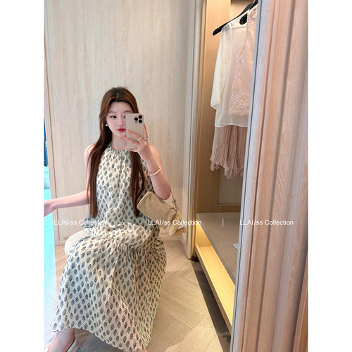 来来LLAI苎麻小兰花连衣裙