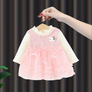 女童连衣裙春装 洋气宝宝公主裙周岁礼服儿童生日网纱裙子 2026新款